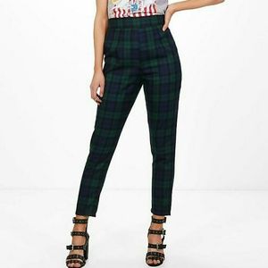 BOOHOO Petite Louise Plaid Trousers NWT